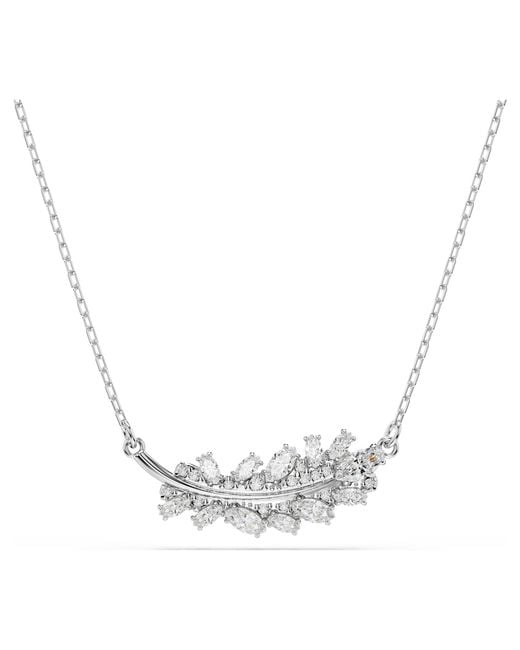 Swarovski Metallic Vienna Pendant, Mixed Cuts, Feather, Rhodium Plated