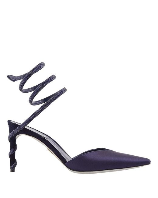 Rene Caovilla Blue Rene Caovilla Margot 80 Satin Pumps