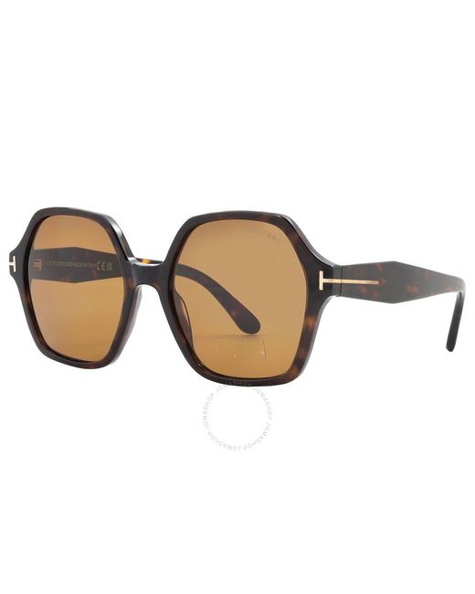 Tom Ford Romy Brown Hexagonal Sunglasses Ft1032 52e 56 | Lyst display picture 2