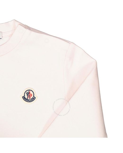 Moncler White Girls Ruffle-trim Logo Patch Long-sleeve T-shirt