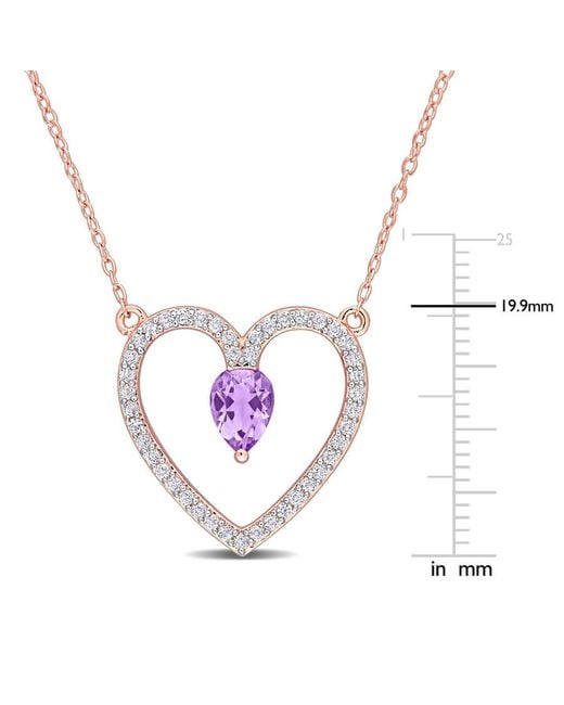 Amour Metallic 1 1/8 Ct Tgw Amethyst And Topaz Open Heart Pendant With Chain