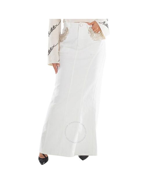 ROTATE BIRGER CHRISTENSEN White Ladies Pristine Twill Maxi Skirt, Brand Size 40 (Us