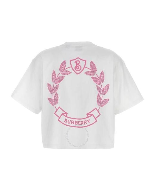 Burberry White Laurel Oak Leaf Print T-Shirt