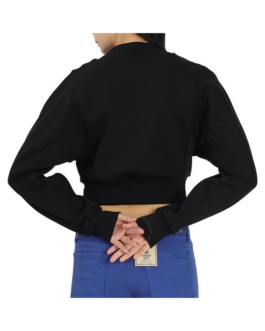 Balmain Black /multicolor Logo Pixel Embroidered Cropped Sweatshirt