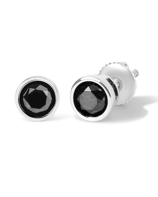 Haus of Brilliance Black 925 Sterling 2.00 Cttw Round Brilliant-Cut Diamond Bezel-Set Stud Earrings