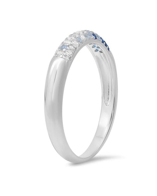 Kylie Harper Blue Sterling Petite Sapphire Ombre Pave Cz Band Ring