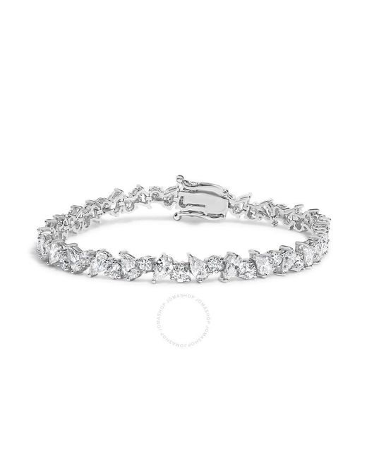 Haus of Brilliance Metallic 14K 7 1/2 Cttw Alternating Round And Pear Lab Grown Diamond Tennis Bracelet