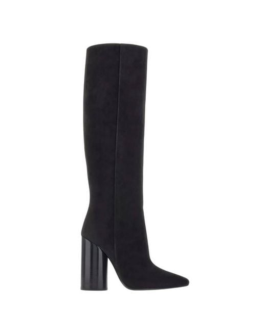 Ferragamo Black Oval Heel Knee-High Boots