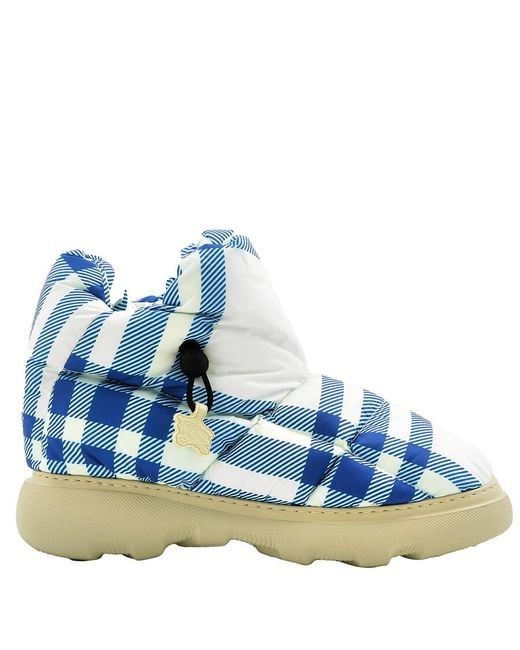 Burberry Blue Check Pillow Drawstring Boots, Brand Size 43 Us for men