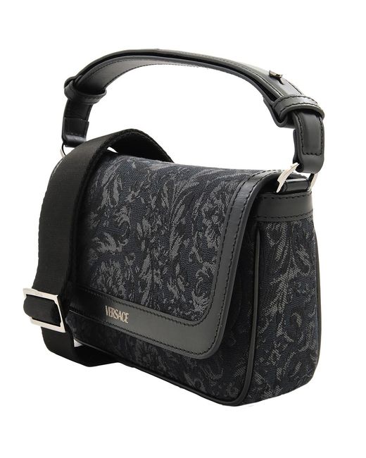 Versace Black Barocco-Jacquard Crossbody Bag for men