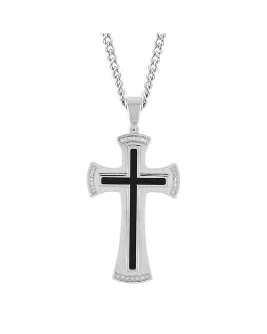 Robert Alton Metallic 1/8Ctw Diamond Stainless Steel & Resin Cross Pendant for men