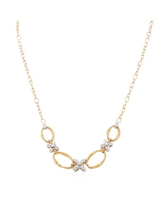 Marco Bicego Metallic Marrakech Onde Collection 18K And Half Necklace With Diamond Flowers