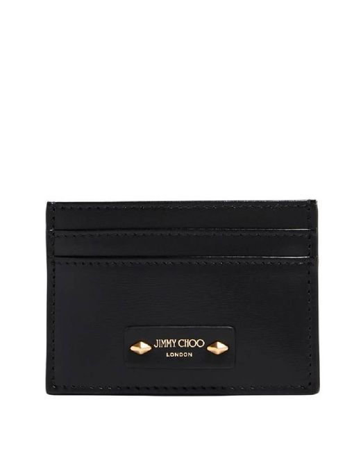 Jimmy Choo Black Embossed Logo Leather Card Case