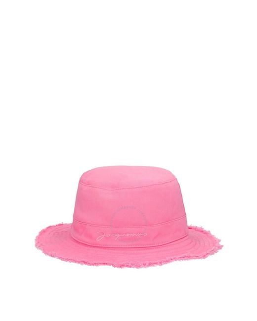 Jacquemus Pink L'Enfant Frayed Hem Bucket Hat