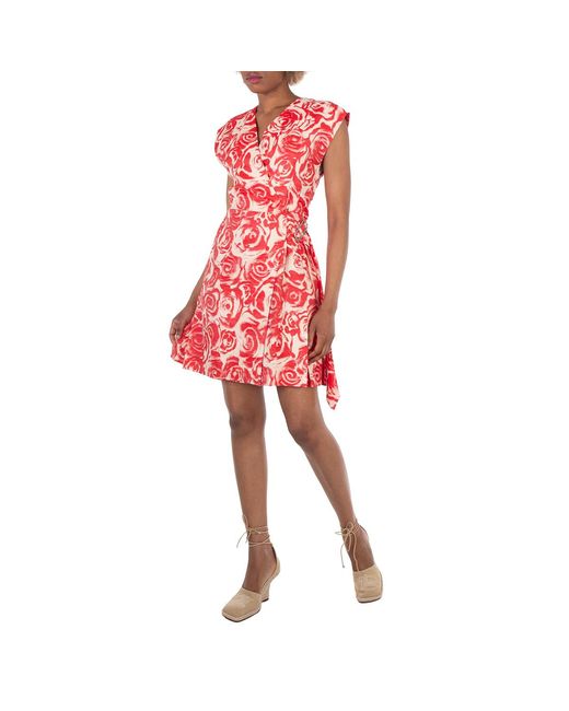Burberry Red Rose Cotton Blend Dress, Brand Size 10 Us