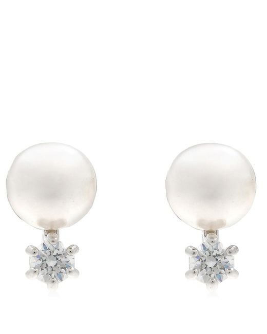 Swarovski White Matrix Pierced Earrings Studs Rhodium Shiny