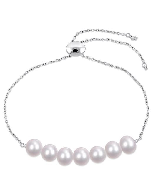 Amour Metallic 7.5-8Mm Freshwater Cultured Pearl Adjustable Bolo Bracelet
