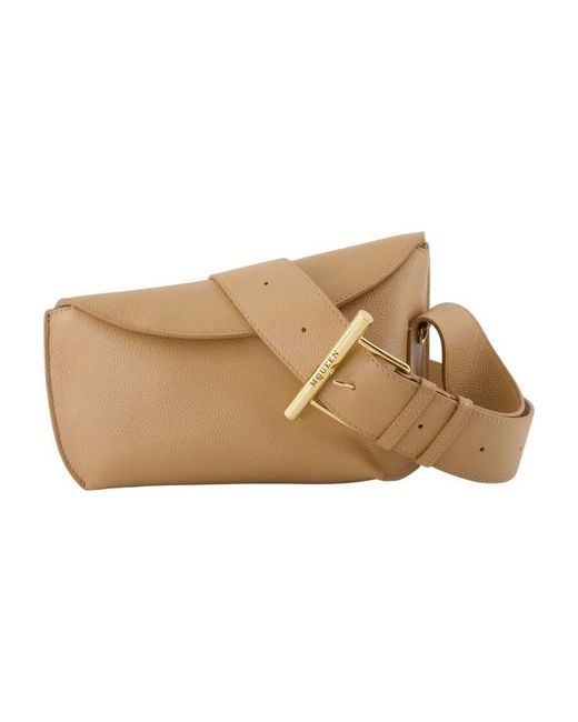 McQueen Brown T-Bar Sling Crossbody Bag