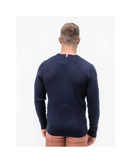 Tommy Hilfiger Blue Hilfiger Structure Flag Crewneck Sweater for men