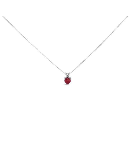 Haus of Brilliance White 14K 5X5 Mm Heart Shaped Ruby Solitaire Pendant Necklace