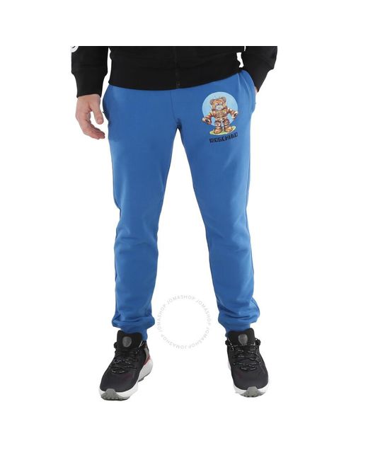Moschino Blue Logo-print Cotton Track Pants for men
