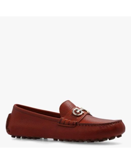 Ferragamo Red Odilia Driving Loafers