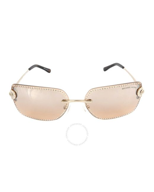 Michael Kors Multicolor Sedona Silver Khaki Gradient Flash Rectangular Sunglasses Mk1122b 10143d 59