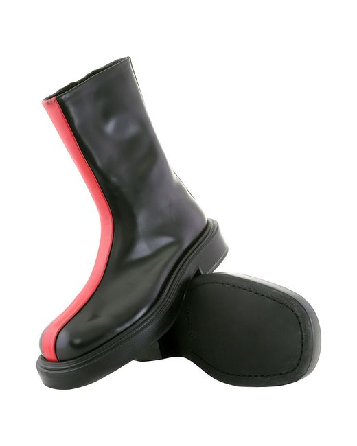 Ferragamo Black Ferragamo Contasting Insert Leather Ankle Boots for men