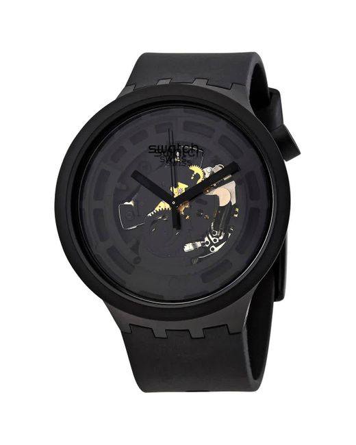 Swatch Black Bioceramic Quartz Dial Watch for men