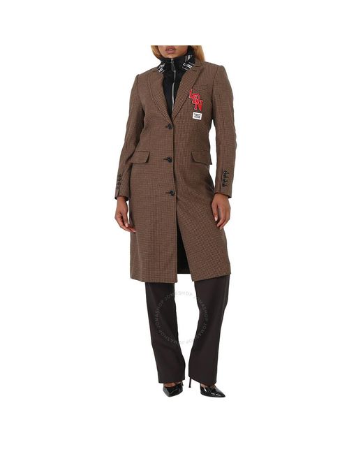 Burberry Brown Tarrel Houndstooth Check Tailored Coat