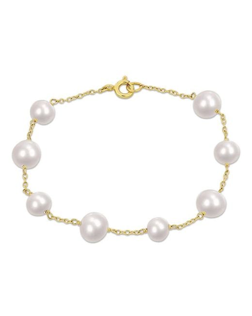 Amour Metallic 6.5-8.5 Mm Cultured Freshwater Pearl Station Bracelet for men