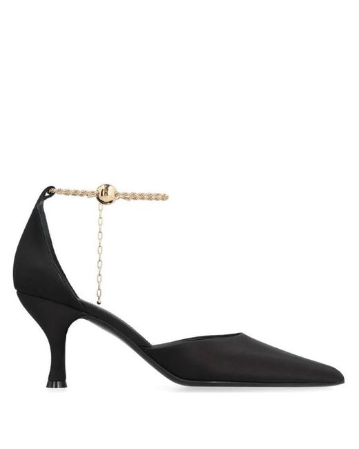 Ferragamo Black Dana Ankle Chain Pumps