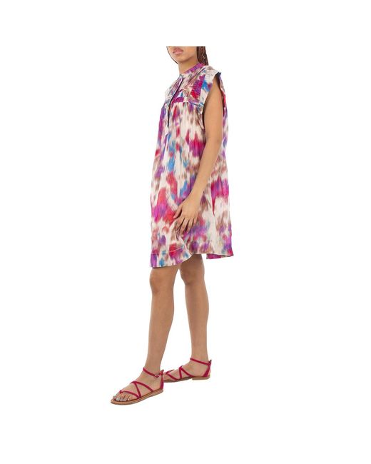 Isabel Marant Red Leazali Pleat Detailed Mini Dress