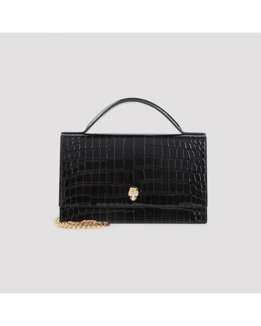 McQueen Black The Medium Skull Clutch