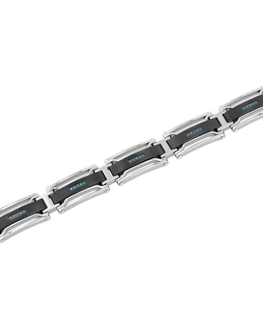 Robert Alton Metallic 1/6Ctw Diamond Stainless Steel With Finish Link Bracelet for men