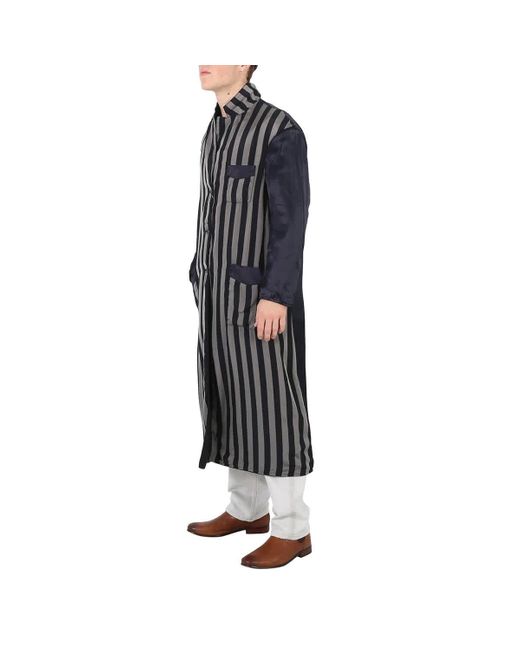 Maison Margiela Black Dark Reversible Striped Overcoat