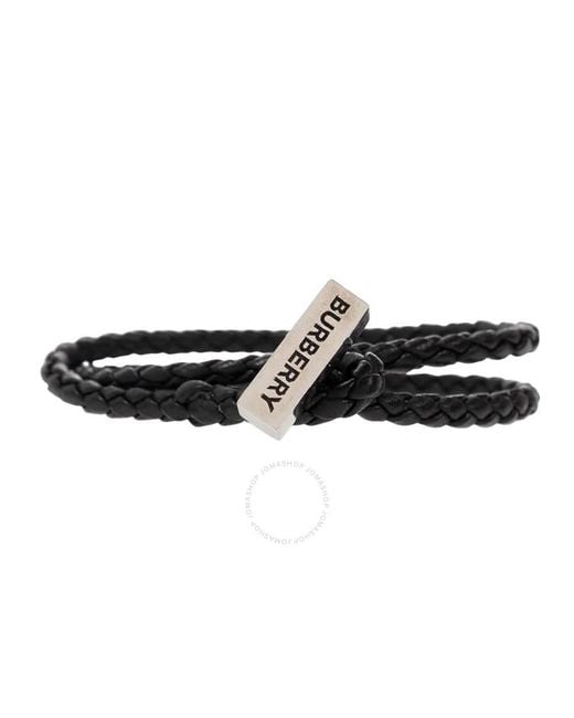 Burberry Black Double Braided Leather Bracelet for men