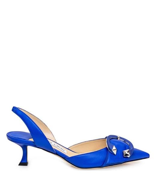 Jimmy Choo Blue Moni 50 Nappa Slingback Pumps, Brand Size 35.5 Us
