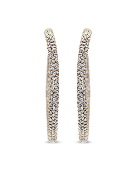 Haus of Brilliance Metallic 18k Re Gold 6.90 Cttw Pave Set Diamond Inside Out Eternity Hoop Earrings for men