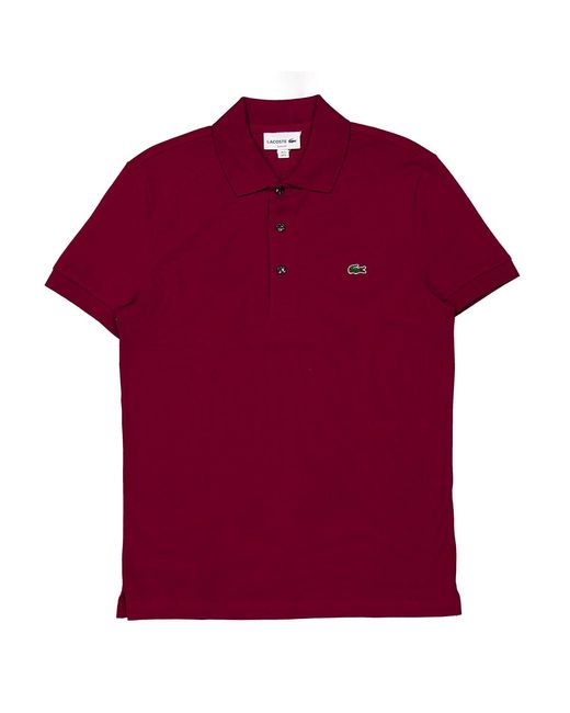Lacoste Red Stretch Pique Short-Sleeve Slim Fit Polo Shirt for men