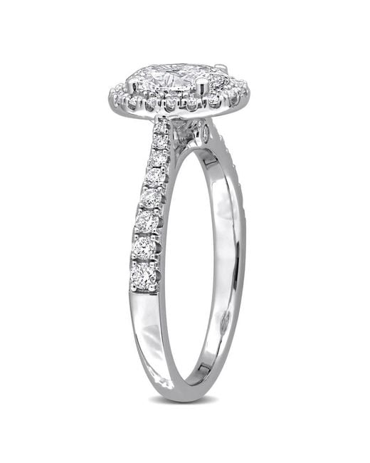 Created Forever Metallic 1 2/5Ct Tgw Oval And Round-Cut Lab Grown Diamond Halo Engagement for men
