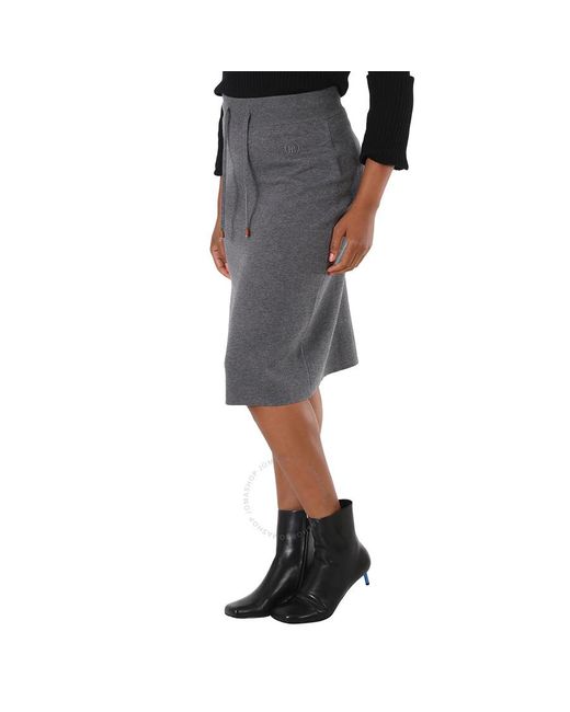 Burberry Black Storm Melange Logo Cashmere-blend Drawstring Midi Skirt