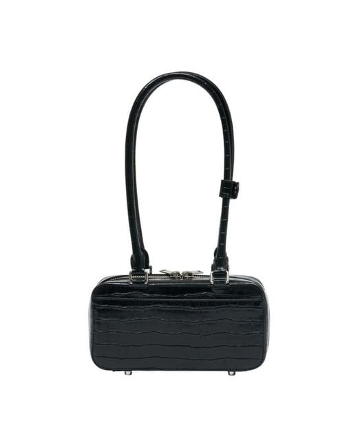 Self-Portrait Black Self-Portrait Crocodile-Embossed Leather Shoulder Bag