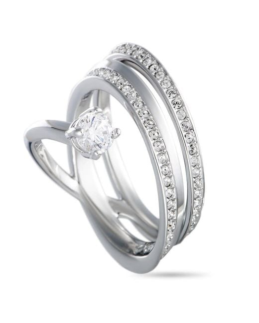Swarovski Metallic Fresh Rhodium-Plated Crystal Swirl Ring for men