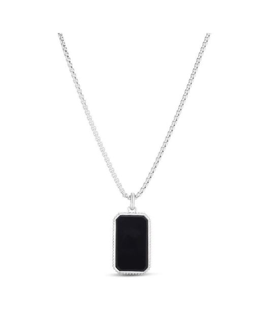 Tresorra Metallic Sterling Onyx Tag Pendant Necklace
