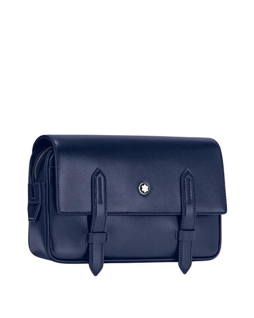 Montblanc Blue Meisterstuck Leather Messenger Bag