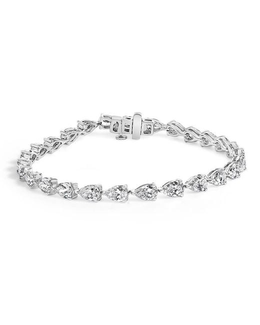 Haus of Brilliance Metallic Igi Certified 14K 12.0 Cttw Pear Cut Lab Grown Diamond Tennis Bracelet