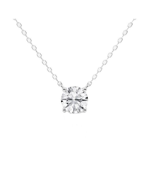 Brilliant Diamond Metallic 1 Carat Round Lab Grown Diamond Pendant Necklace