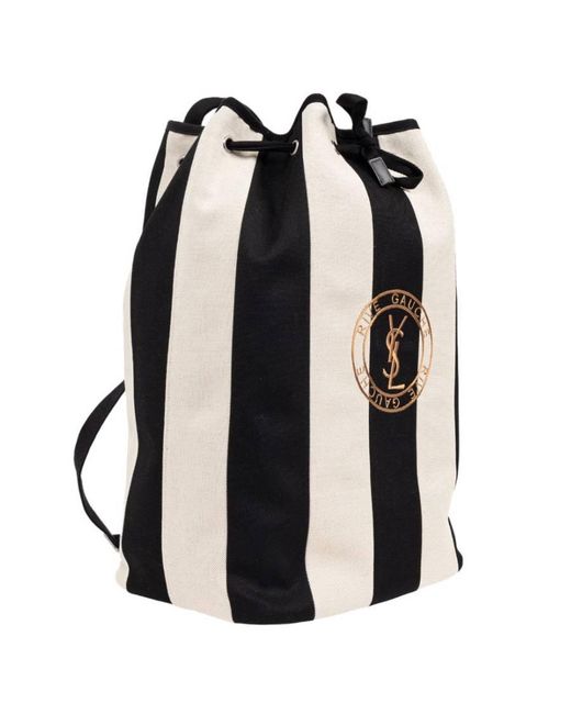 Saint Laurent Black Rive Gauche Canvas Backpack for men