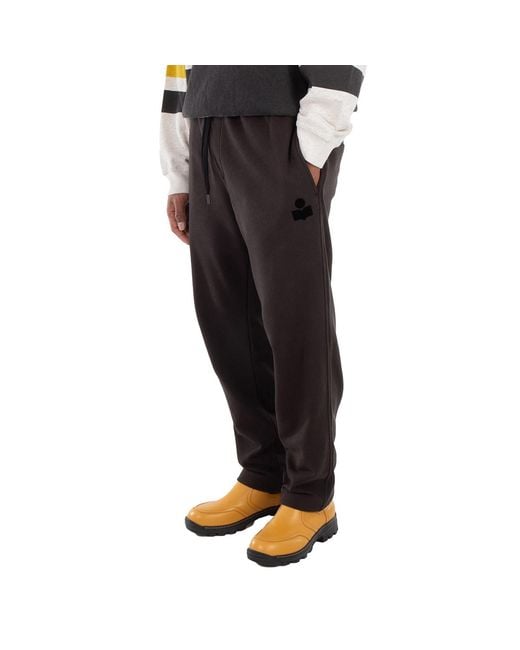 Isabel Marant Black Faded Mailesco Logo-Flocked Sweatpants for men